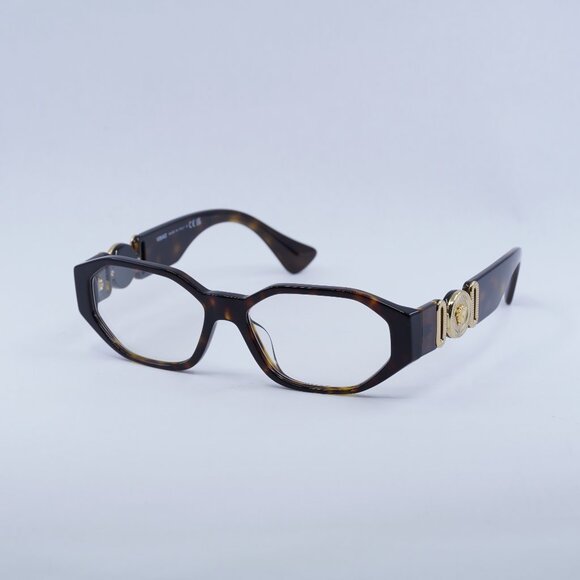 Versace VE3320U 108 Eyeglasses Dark Havana 56mm Geometric Frame - Picture 1 of 11